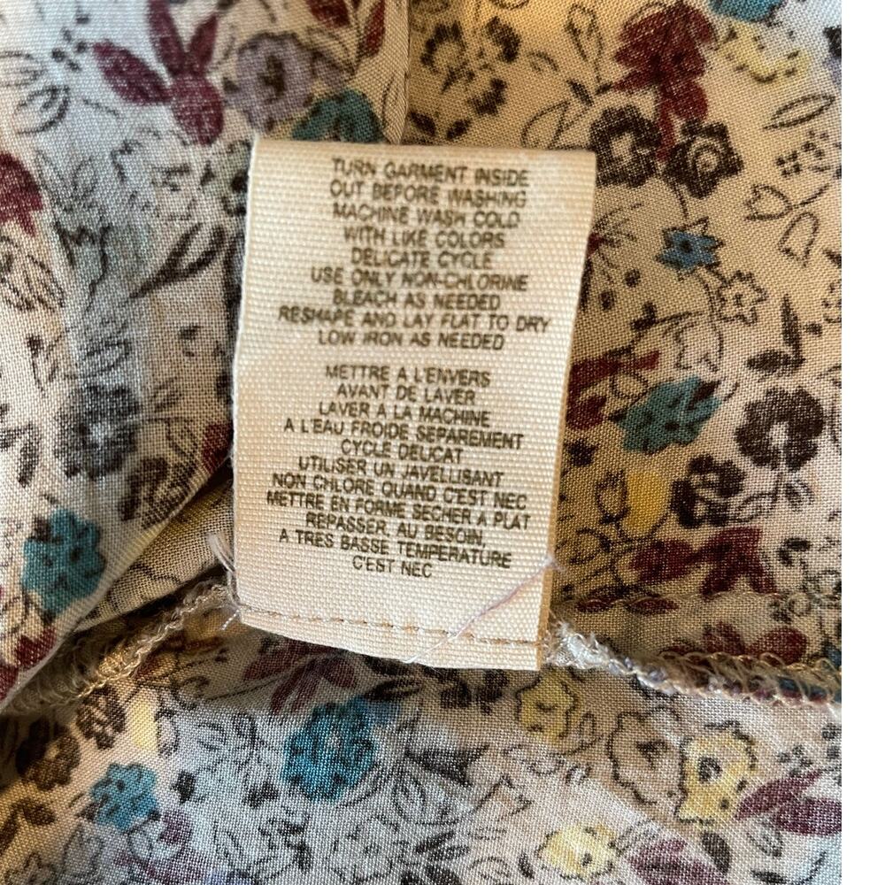 Free People Babydoll Top Sz XS Pockets Button Up Lace Beads Floral Peasant Boho - Picture 7 of 9